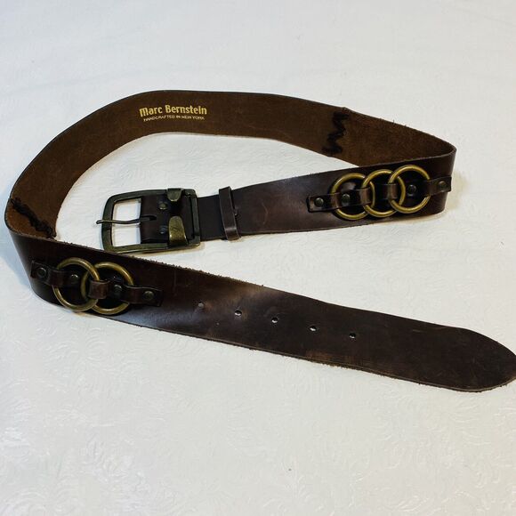Marc Bernstein Handcrafted Brown Leather Belt M main image 15